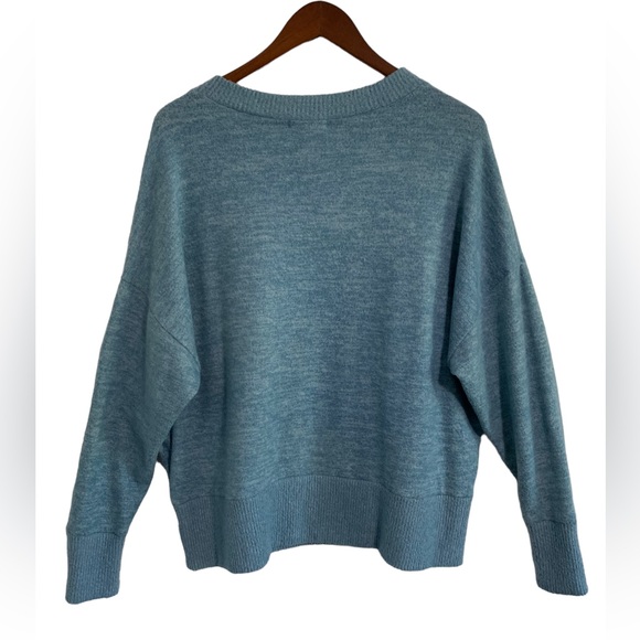 Cherish Light Blue Oversized Sweater Coastal Grandma Style Size Small Wide Cuff - Picture 2 of 7